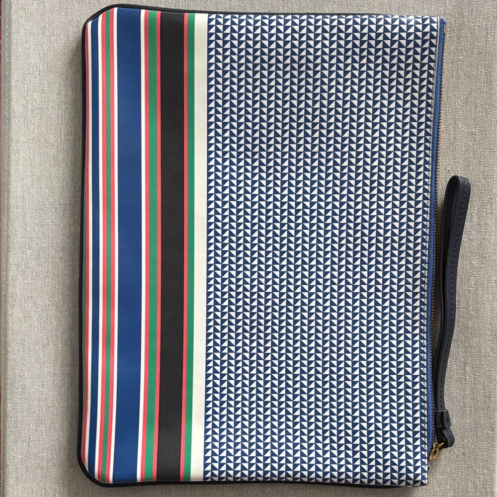 J. Crew Navy and Gold Clutch